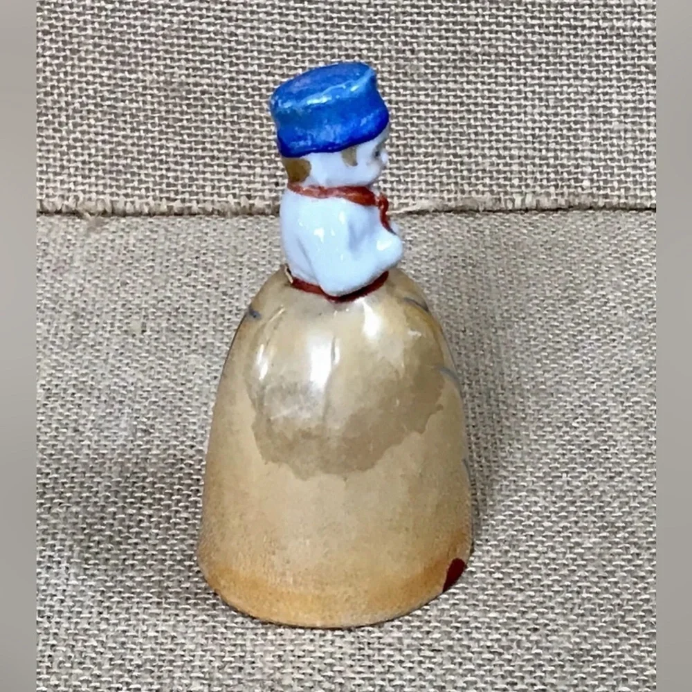Vintage Iridescent Dutch Boy Bell Small 3.5 Inch Lusterware Cottage Core Kitsch